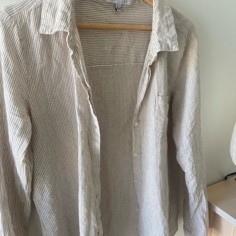 STRIPED LINEN BLOUSE - Picture 5 of 8